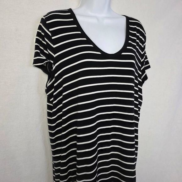Old Navy Luxe Large Black White Stripe Tunic Tee Women’s L Tall - Picture 2 of 6